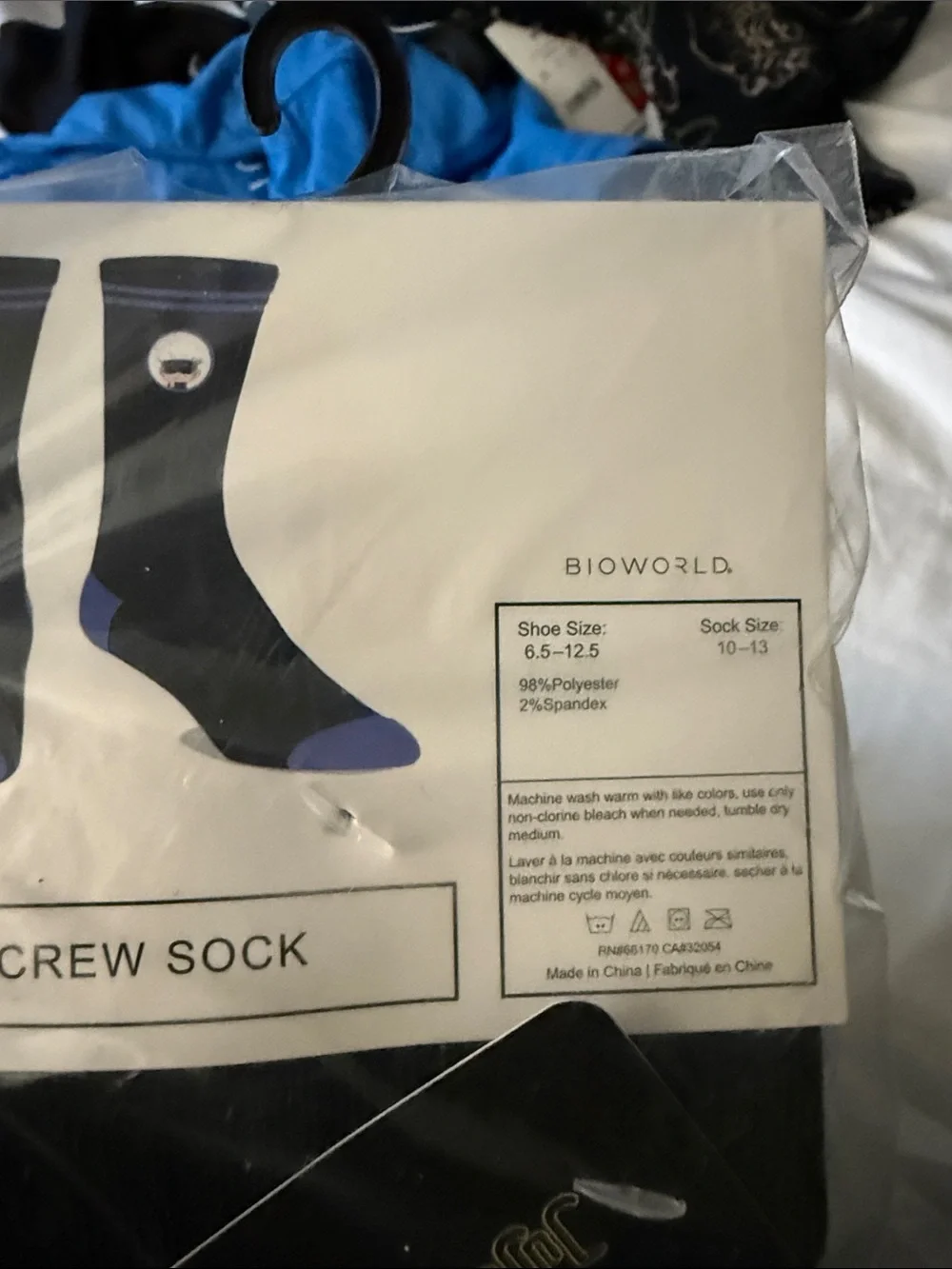 Bioworld Black Socks with Blue Stripes and Character Patch